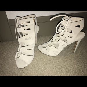 Nude strappy heels